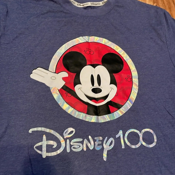 Disney men’s womens large shirt tshirt short sleeve 100 year Mickey design blue - Picture 2 of 7
